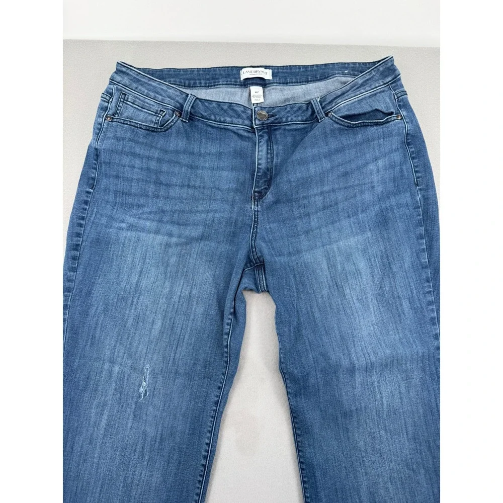 Lane Bryant Wide Leg Denim Jeans Womens 22P Petite (42x28) Raw Hem Medium Wash